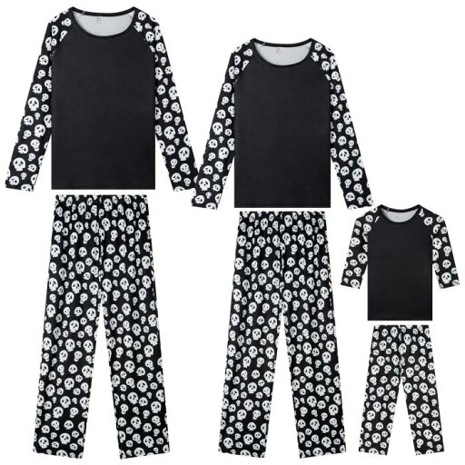 cheibear ハロウィン コスプレ ファミリー パジャマ セット プリント ロング パジャマ トップ お揃い スリープ パンツ レディース 黒 XS cheibear ハロウィン コスプレ ファミリー パジャマ セット プリント ロング パジャマ トップ お揃い スリープ パンツ レディース 黒 XS