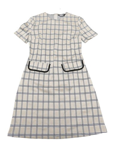 Allegra K チェックワンピース 半袖ドレス ビンテージ 千鳥格子 ラウンドネック 通勤 レディース タン XL Allegra K チェックワンピース 半袖ドレス ビンテージ 千鳥格子 ラウンドネック 通勤 レディース タン XL