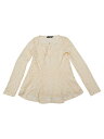 Allegra K ペプラムトップス 花柄 レースブラウス ラウンドネック 長袖 エレガントレディース ベージュ XL(4)