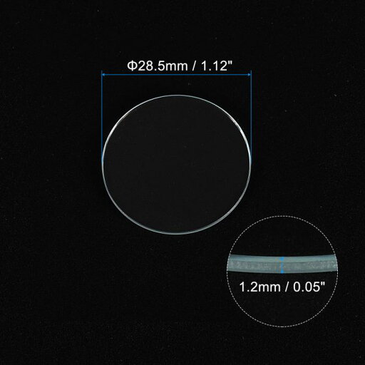 18個の時計用水晶ガラスレンズ 28.5mmフラットラウンドメガネ時計フェイス水晶レンズ交換部品 時計修理用 クリア