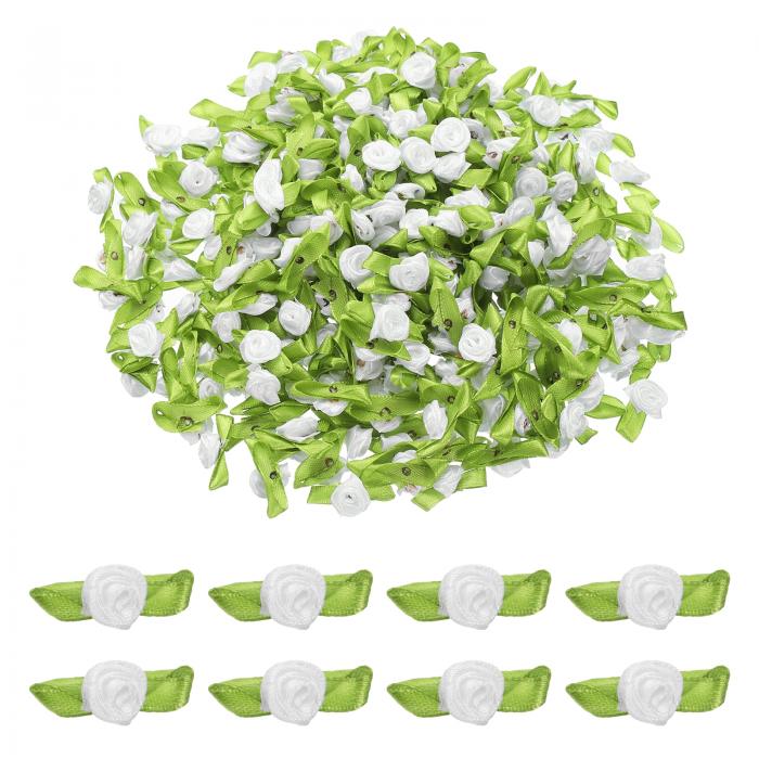 500個 ミニリボンバラ 花 リボン クラフト用 15mm/0.6"直径 小さな人工装飾アップリケ 花 リボン DIYウ..