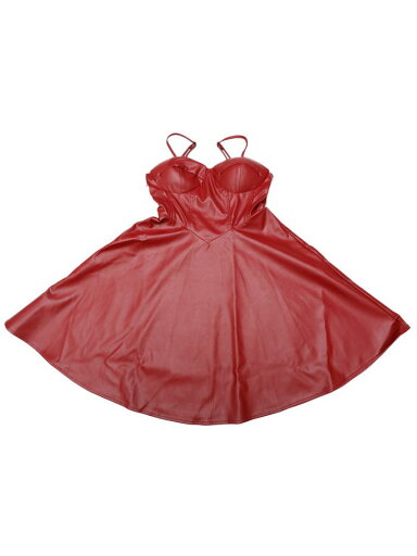 Allegra K Aラインドレス PUワンピース スパゲッティ ストラップ レディース レッド XS Allegra K Aラインドレス PUワンピース スパゲッティ ストラップ レディース レッド XS