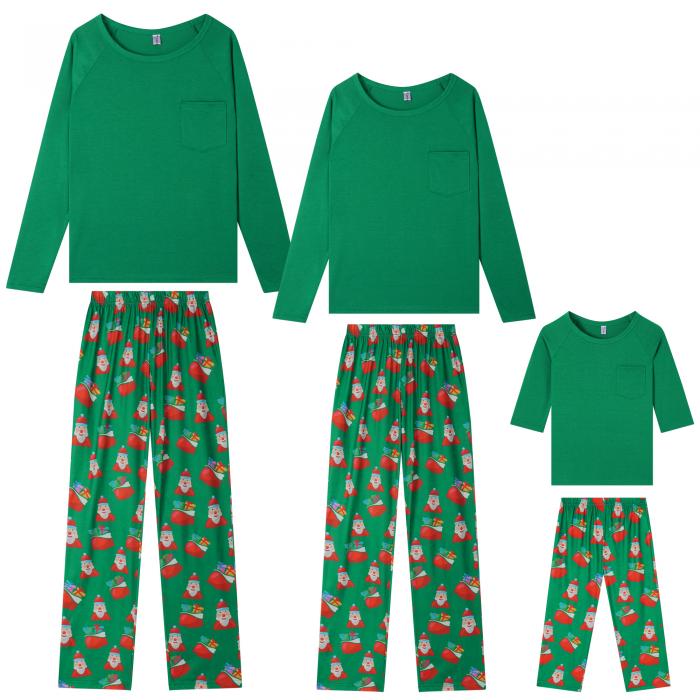cheibear レディース パジャマ クリスマス サンタ ラウンジウェア 長袖 ファミリー パジャマ セット レディース緑 XL