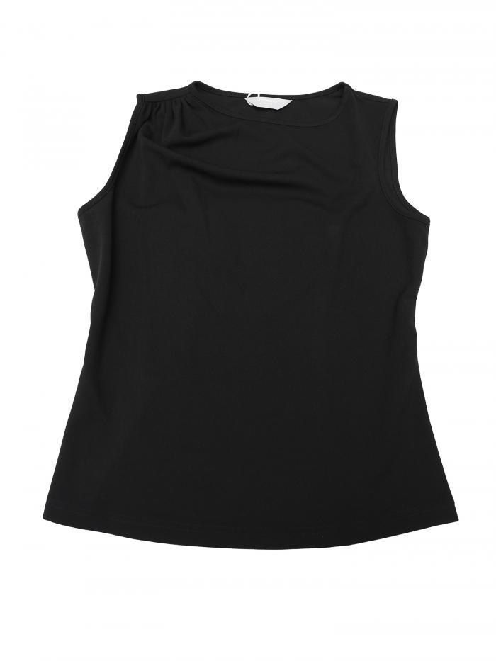 Hobemty レディース 2025 プリーツショルダー ブラウス ノースリーブ ルーシュ タンクトップ トップス 黒 M(4)