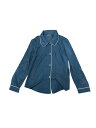 Allegra K 丸襟 ワークブラウス トップス カジュアル コントラスト シャツ Vネック パフスリーブ レディース ブルーグリーン S