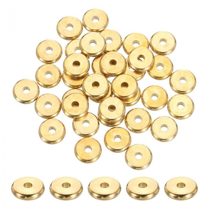 50個真鍮スペーサービーズ 8mmフラットラウンドビーズメタルヘイシービーズ ブレスレットネックレス宝石メイキング用 長持ちする真鍮ロンデルディスクスペーサー 金色