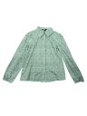 Allegra K レディース パフ 長袖 ボタンダウンカラー シャツ カジュアル エレガント ブラウス トップス シースル ピーグリーン M