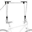 BULLSPANN ガレージ用自転車リフトホイスト、天 井マウント自転車リフトホイスト、金属製自転車ハンガープーリーラック、1セット、ブラック