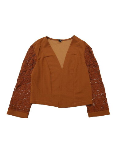 Allegra K カーディガン クロップ ボレロ レース オープンフロント 長袖 仕事 オフィス シュラグ レディース ブラウン M Allegra K カーディガン クロップ ボレロ レース オープンフロント 長袖 仕事 オフィス シュラグ レディース ブラウン M
