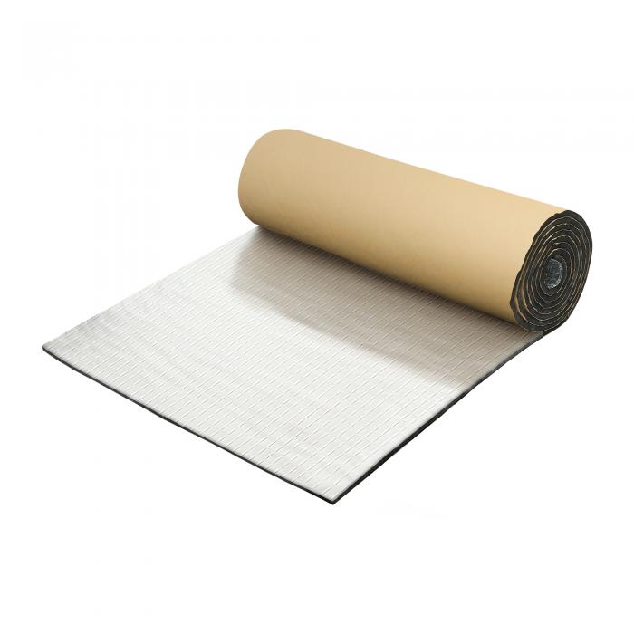 X AUTOHAUX 197mm 5mm 16.14sqft カーサウンドデッドニングマット アルミ箔ヒートシールド素材 自己粘着 フード ボート エンジンカバー用 118.11"x19.69" シルバートーン