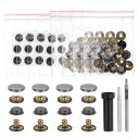 24個セットのレザースナップファスナーキット12mmメタルスナップボタンプレススタッズレザーリベットスナップ 3つのセッターツール付き 服 ジャケット ジーンズ...