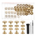 24セットのレザースナップファスナーキット12mmメタルスナップボタンプレススタッズレザーリベットスナップ3つのセッターツール付き服ジャケットジーンズ着用 金