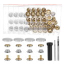 24セットのレザースナップファスナーキット20mmメタルスナップボタンプレススタッズレザーリベットスナップ 3つのセッターツール付き 服 ジャケット ジーンズ シルバートーン用