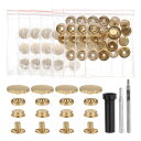 24セットのレザースナップファスナーキット20mmメタルスナップボタンプレススタッズレザーリベットスナップ 3つのセッターツール付き 服 ジャケット ジーンズ 金