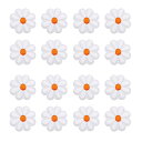24個の花のアイロンパッチ 白い刺繍付きソーイングアップリケハンドクロシェアップリケ1.65