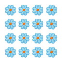 24個の花のアイロンパッチ 青い刺繍付きソーイングアップリケ 手編みアップリケ1.65