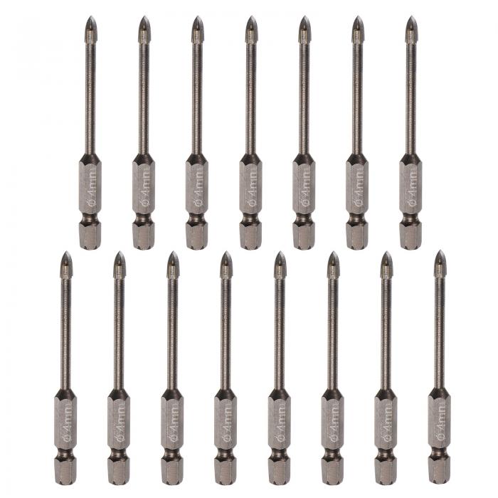 20個 チタン製石工ドリルビット 4mm コンクリートドリルビット セラミックタイルドリルビット 1/4"六角..