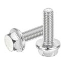 10個 M6 x 20mm 六角突起フランジボルトねじ 304ステンレス鋼フランジ六角ボルトフランジねじ 家庭用 機械工具 DIYプロジェクト用 シルバー(4)