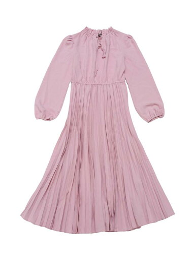 Allegra K Aライン ゆったり ドレス レディース 長袖 タイVネックプリーツマキシドレス ピンク S Allegra K Aライン ゆったり ドレス レディース 長袖 タイVネックプリーツマキシドレス ピンク S