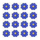 24個の花のアイロンパッチ 深い青の刺繍付きアップリケ手編みアップリケ1.65