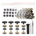 24セットのレザースナップファスナーキット17mmメタルスナップボタンプレススタッドレザーリベットスナップ 3つのセッターツール付き 服 ジャケット ジーンズ 黒