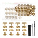 24セットのレザースナップファスナーキット10mmメタルスナップボタンプレススタッドレザーリベットスナップ 3つのセッターツール付き 服 ジャケット ジーンズ ...
