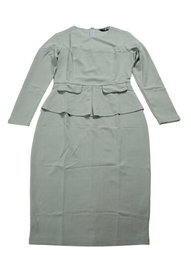Allegra K シースドレス ボディコンワンピース 七分袖 ペンシルドレス ペプラム 通勤 ラウンドネック オフィス レディース ブルーグレー XS Allegra K シースドレス ボディコンワンピース 七分袖 ペンシルドレス ペプラム 通勤 ラウンドネック オフィス レディース ブルーグレー XS