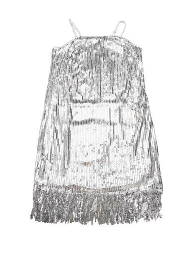 Allegra K レデイーズ 光るドレス スパゲッティストラップ パーティー 輝くフリンジ ドレス シルバー L Allegra K レデイーズ 光るドレス スパゲッティストラップ パーティー 輝くフリンジ ドレス シルバー L