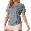 cheibear レディース レーヨン スリープ Tシャツ Vネック パジャマ トップ グレー XL