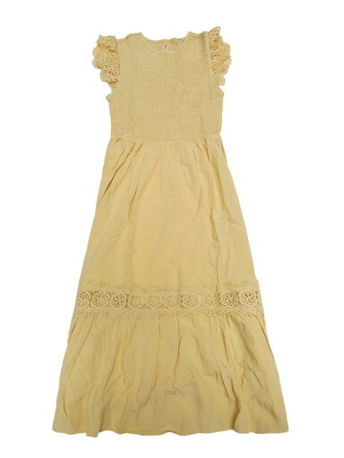 Allegra K 夏用 ミディドレス レデイーズ フラッタースリーブ レーストリム スモックフリル ゆったり ビーチ ドレス イエロー M Allegra K 夏用 ミディドレス レデイーズ フラッタースリーブ レーストリム スモックフリル ゆったり ビーチ ドレス イエロー M