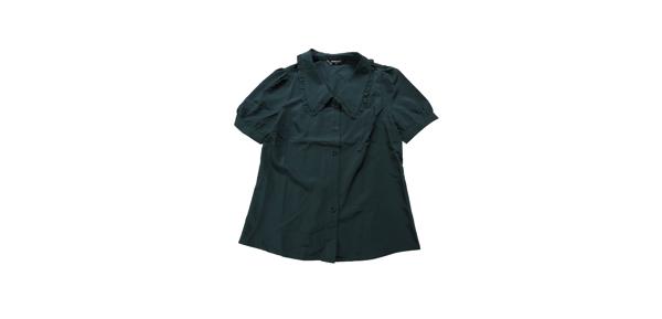 Allegra K 丸襟 ブラウス ボウタイネック シャツ コットン 通勤 トップス パフスリーブ ボタンダウン レディース ダークグリーン L