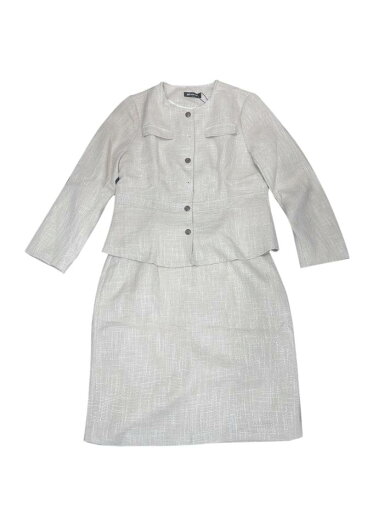 Allegra K レディース 2ピーススーツセット ツイード ペプラム ノーカラー ブレザー ジャケット スカートセット ベージュ S Allegra K レディース 2ピーススーツセット ツイード ペプラム ノーカラー ブレザー ジャケット スカートセット ベージュ S