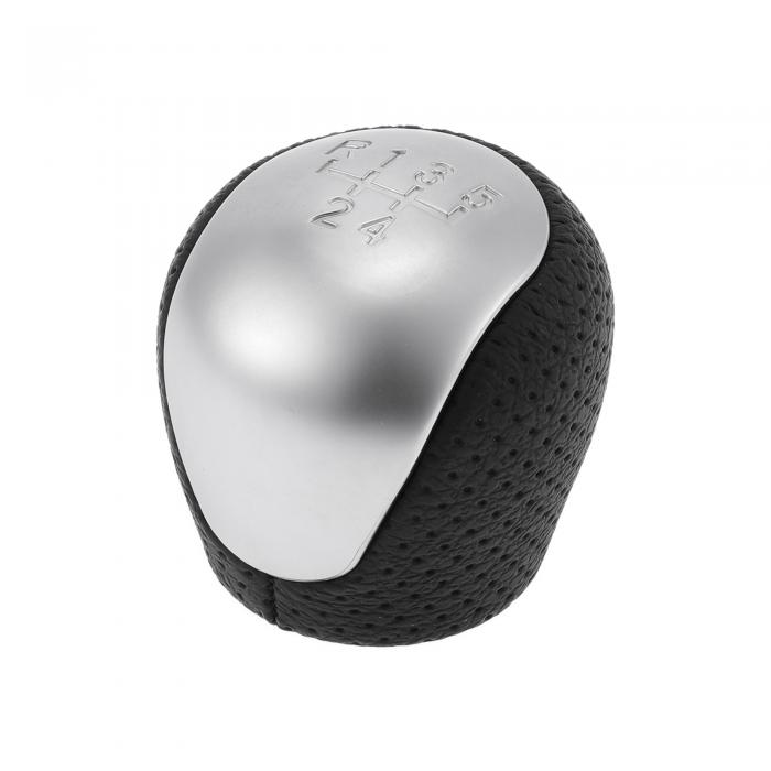 Hihaha Hyundaiに対応 エラントラ2009-2012用5速 マニュアルギアシフトノブ/フロントスティックシフトレバーノブ/耐久性のあるプラスチック製フェイクレザー/1個 黒い シルバートーン(2)