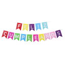 VOCOSTE パーティーバナー 誕生日 バースデー 飾り付け 飾り ハッピーバースデー 文字 スペイン語 1セット(4)
