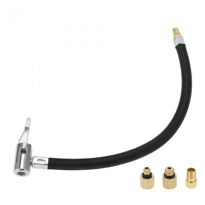 A ABSOPRO タイヤインフレーターエクステンションチューブ 耐久性のある11.42インチ M8x0.8 15.5mm OD エアポンプ 延長ホースアダプター タイヤバルブ付きスレッドアダプター ナイロン ブラック 1セット