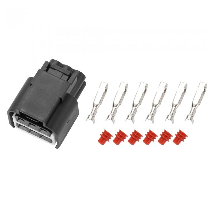 A ABSOPRO 6ピンスロットルペダルセンサーコネクタープラグ2.8mmシリーズ女性ワイヤーターミナルコネクターBMWに対応用Mercedesに対応Benzに対応用プラスチックブラック