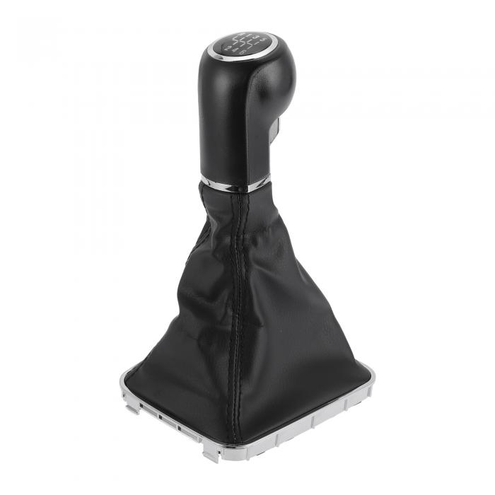 TUCKBOLD ボクサルザフィーラ用6速マニュアルギアシフトノブカバー付き | ギアボックススティックシフターレバーノブ ブラッククロームシルバートーン プラスチックフェイクレザー 1個(2)