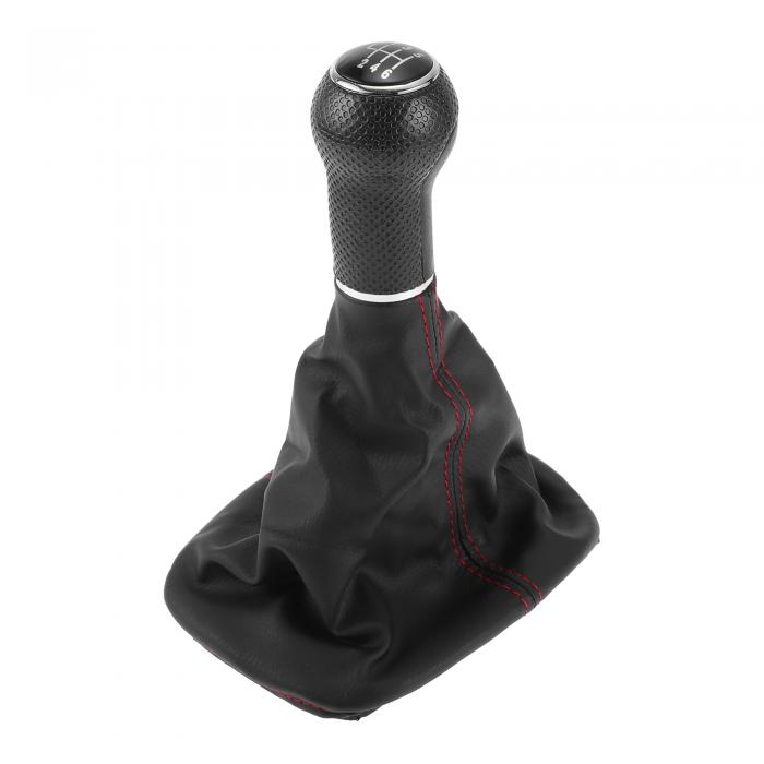 TUCKBOLD フォルクスワーゲンに対応ゴルフMk No.1J0711113C用6速マニュアルギアシフトノブカバー|ギアボックススティックシフターレバーノブブラックレッドプラスチックフェイクレザー1個