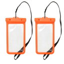 VOCOSTE スマホ 防水バッグ 防水ケース 携帯 ストラップ付き 水中撮影 海 プール 温泉 水泳 通話 11.5x21cm 2個 橙色