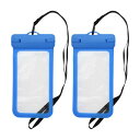 VOCOSTE スマホ 防水バッグ 防水ケース 携帯 ストラップ付き 水中撮影 海 プール 温泉 水泳 通話 12.5x24.5cm 2個 青