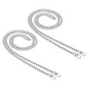 PATIKIL 160 cm フラット財布チェーン 2個 シルバー チェーン パースストラップ ハンドバッグチェーン クロスボディストラップ エクステンダー ト...