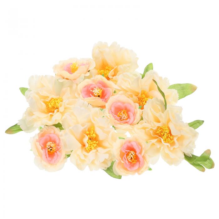 PATIKIL 人工バラの花束 1セット 小さなシルク フェイク牡丹の花の頭 装飾用 ウェディング クラフト パーティー ホームデコレーション イェロー