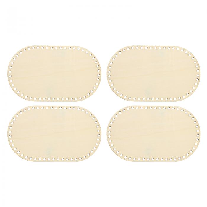 PATIKIL 10" x 6" クロシェバスケット底部 4個の楕円形の空白クロシェ編み木製ベース DIYクラフト編みバスケット作り用の材料 ホームデコレーション