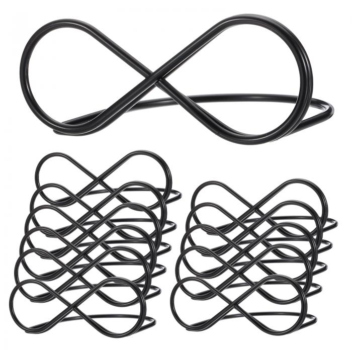 PATIKIL プレースカードホルダー 12個入りのメタルナンバーエイト形状のメモクリップホルダースタンド ハートク ラスプテーブルナンバーホルダー 写真 メモ ノートカード 食品サイン用 黒