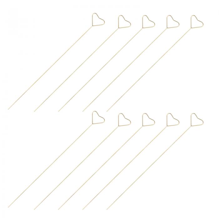 PATIKIL フローラルピックカードホルダー 60個 34 cm 金属 ストレートヘッド ハートスティック フラワ..