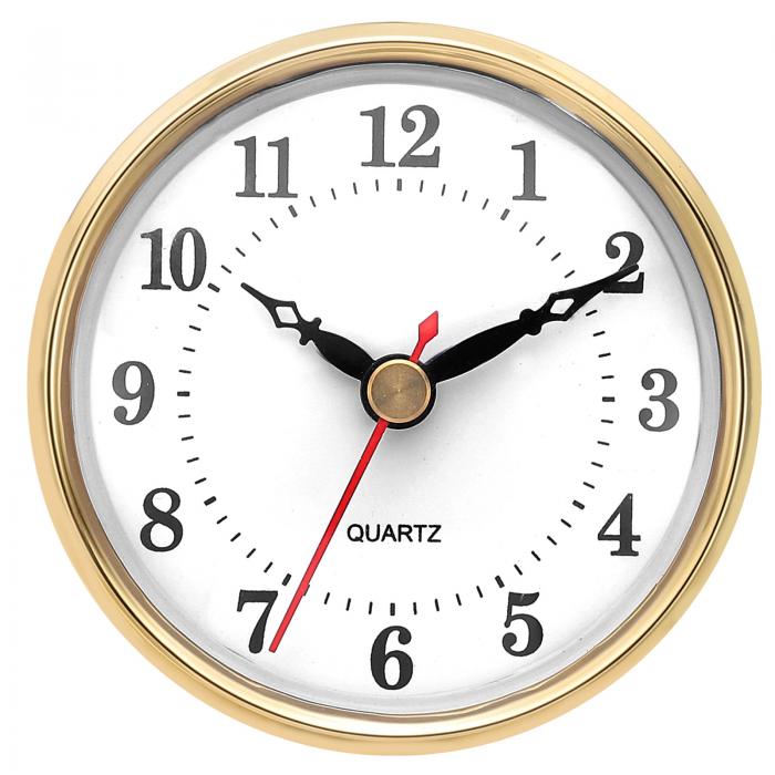 PATIKIL 3.1"（80mm）クォーツ時計インサート ラウンドクォーツムーブメントミニチュアクロッ クミニアラビア数字時計76mm / 3" 直径 穴に適合 置き換え用ホーム スタイル25 金色