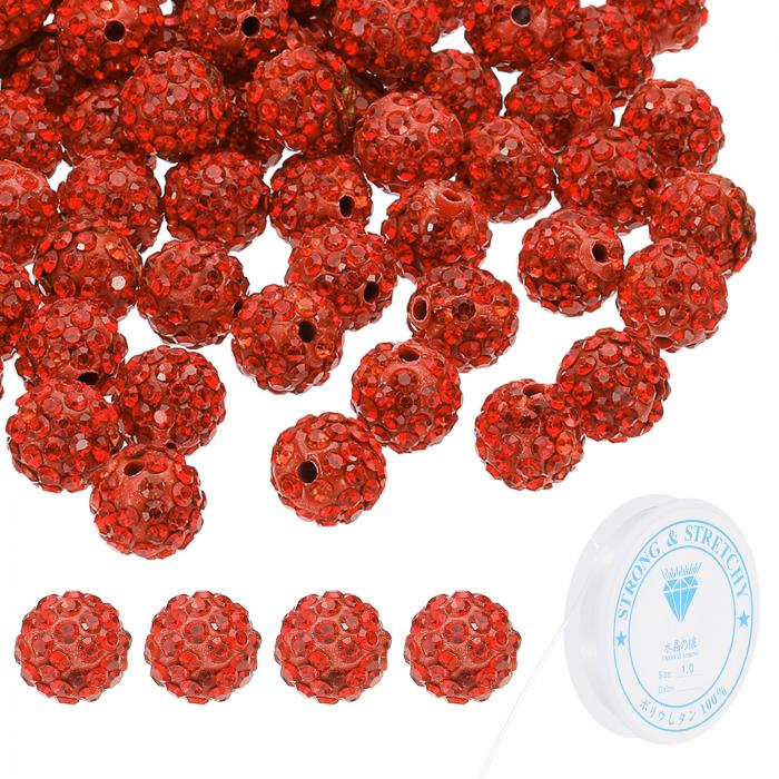 PATIKIL 宝石メイキング用の10mmのラインストーンクレイビーズ 120個入りのチャームビーズと伸縮性スト..