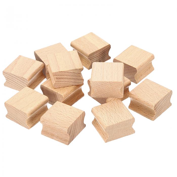 PATIKIL 30x30mmの空白の木製ゴム印マウント 12個の木製ゴム印ハンドルハードウッドブロック スタンプ作成DIYクラフティングスタイル2 茶色