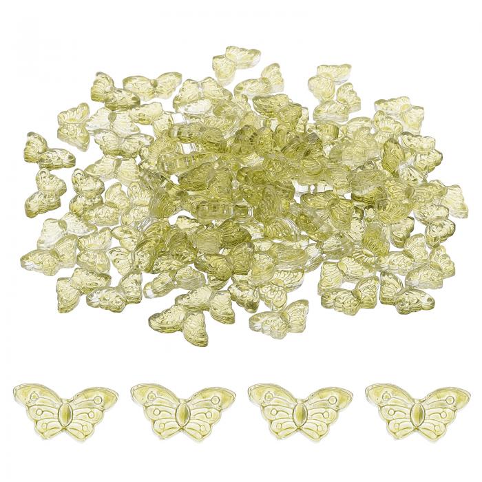 PATIKIL バタフライビーズ 100個 水晶バタフライビーズ 透明チェコガラスビーズ スペーサービーズ DIY宝石作り ブレスレット ネックレス用 オリーブ緑