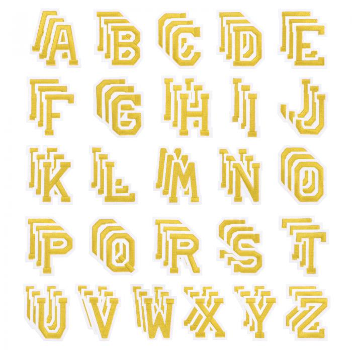 PATIKIL アイロン文字パッチ 78個刺繍文字A-Z縫い付けアイロンパッチ 服 バックパック 帽子DIYアクセサリー用 金2インチの高さ